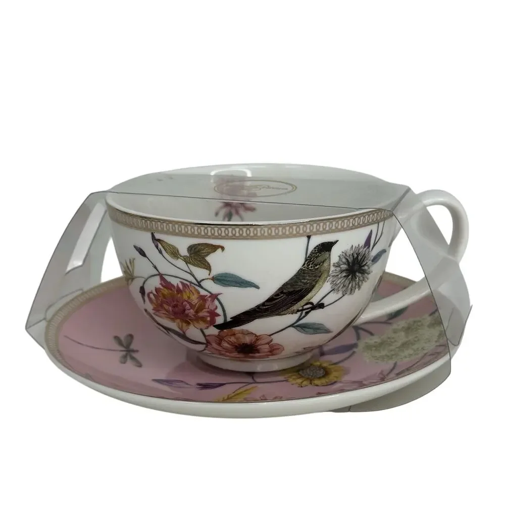 Grace Teaware Cup and Saucer - Floral Bird Porcelain